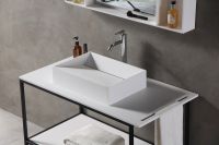 Консоль под раковину ABBER Stein AS2631 напольная, белая матовая схема 3