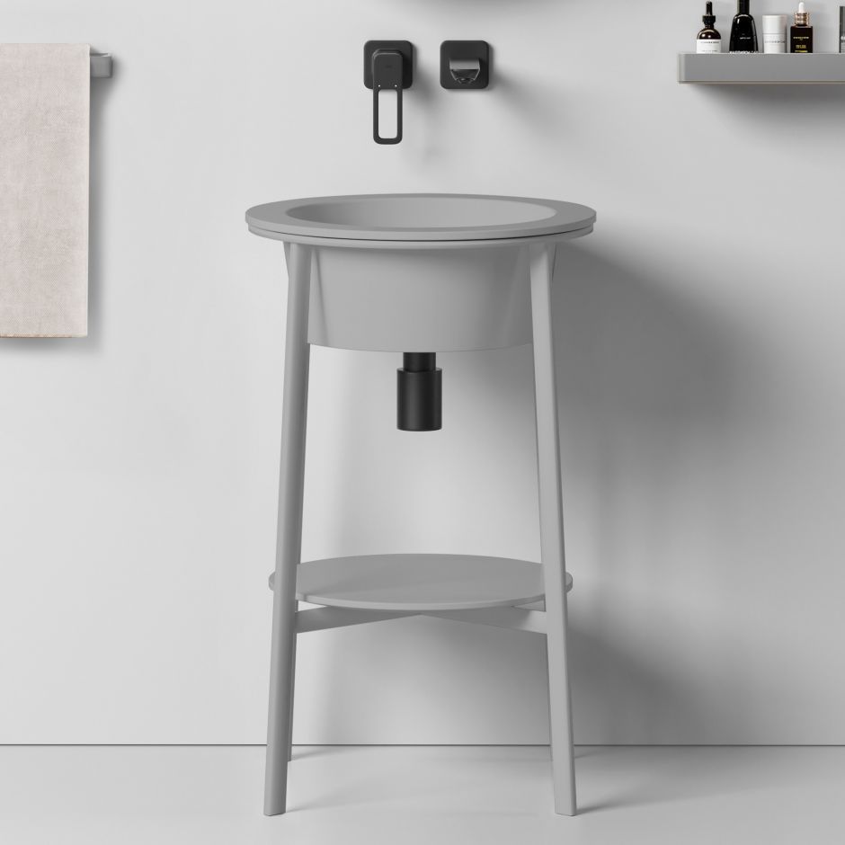 Изображение Консоль с керамической раковиной ABBER Bequem AC2130MG серый матовый