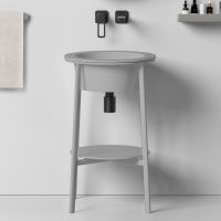 Консоль с керамической раковиной ABBER Bequem AC2130MG серый матовый схема 1