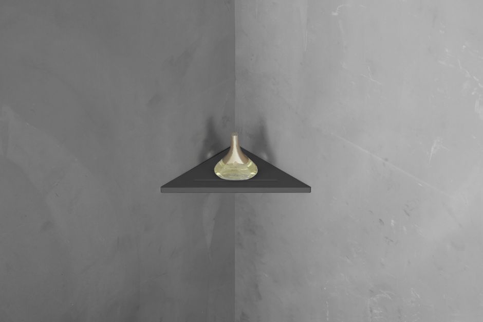 Угловая полочка для ванной комнаты ABBER Stein AS1652LMB черная матовая ФОТО