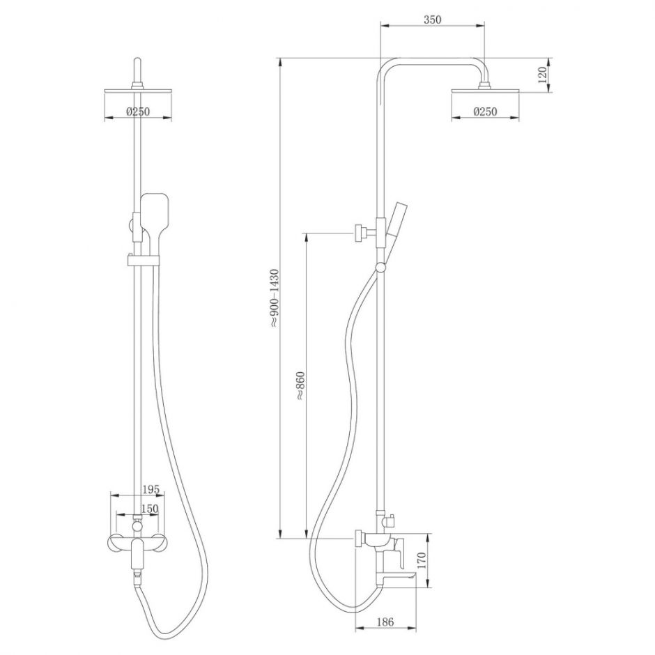Душевая стойка ABBER Weiss Insel AF8016FWL с изливом, белый матовый ФОТО