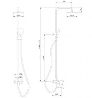 Душевая стойка ABBER Weiss Insel AF8016NB с изливом, черная матовая схема 2
