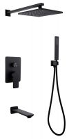 Душевая система ABBER Weiss Insel AF8017B скрытого монтажа с изливом, черная матовая схема 1