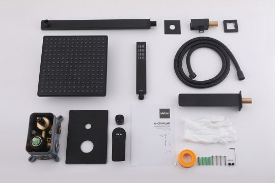 Душевая система ABBER Weiss Insel AF8017B скрытого монтажа с изливом, черная матовая схема 3