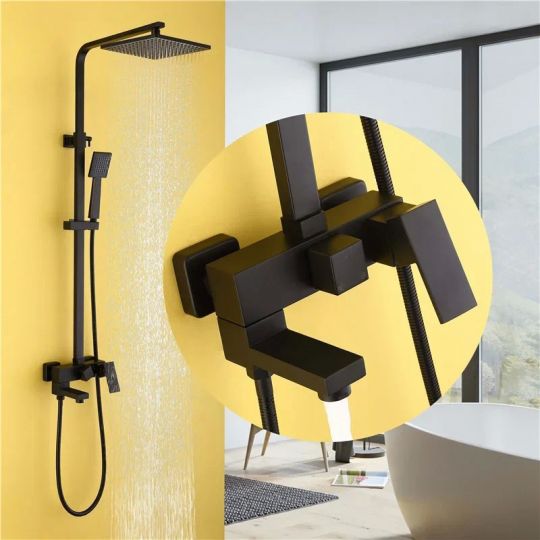 Душевая стойка ABBER Daheim AF8216B с изливом, черная матовая схема 3