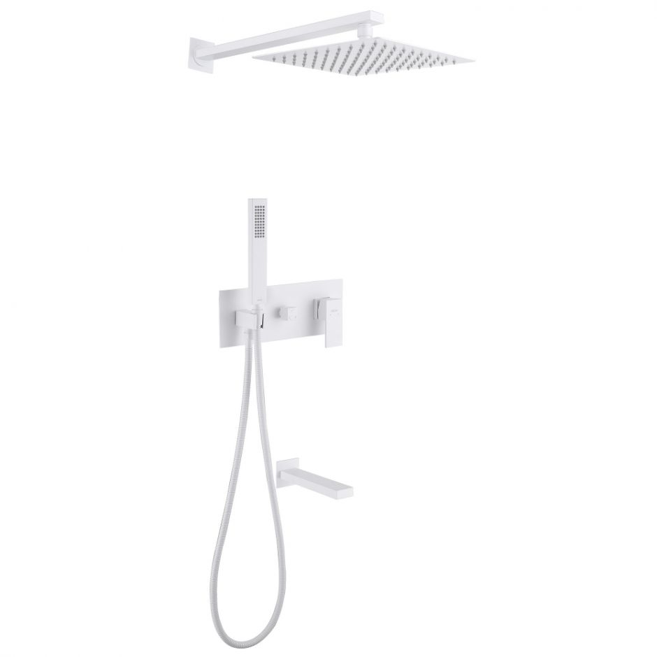 Изображение Душевая система ABBER Daheim AF8217W скрытого монтажа с изливом, белая матовая