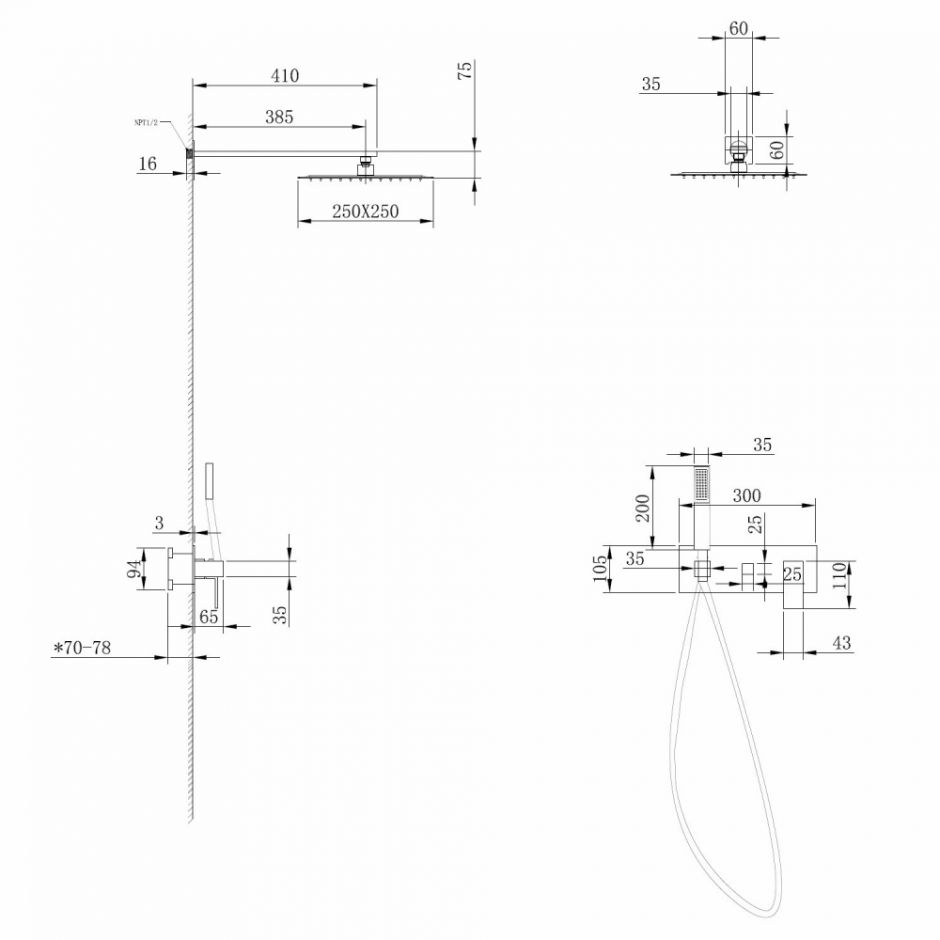 Душевая система ABBER Daheim AF8218SP скрытого монтажа без излива, сатин ФОТО