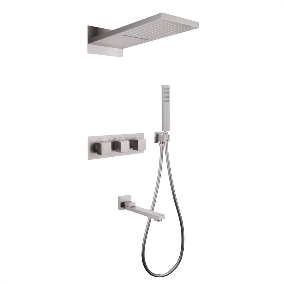 Изображение Душевая система ABBER Daheim AF8253SP скрытого монтажа с изливом, термостат, хром