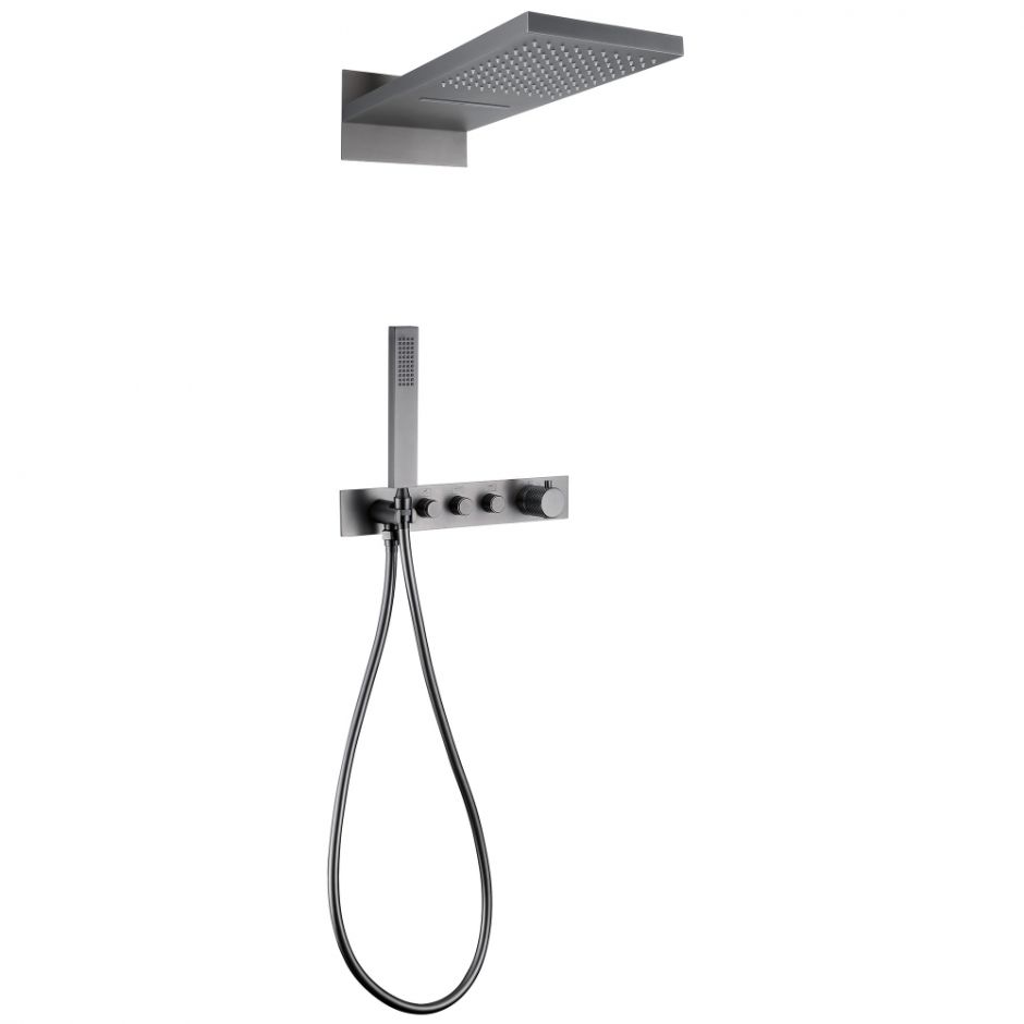 Изображение Душевая система ABBER Rund AF8752NG скрытого монтажа без излива, термостат, никель