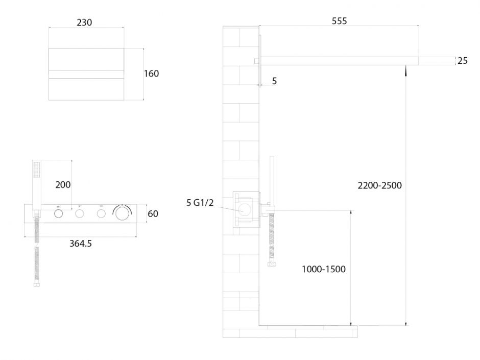 Душевая система ABBER Rund AF8752NG скрытого монтажа без излива, термостат, никель ФОТО