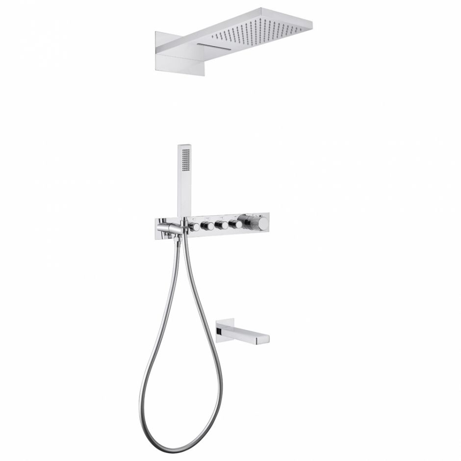 Изображение Душевая система ABBER Rund AF8753 скрытого монтажа с изливом, термостат, хром