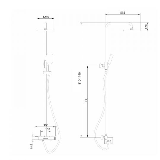 Душевая стойка ABBER Emotion AF8816 с изливом, хром схема 2