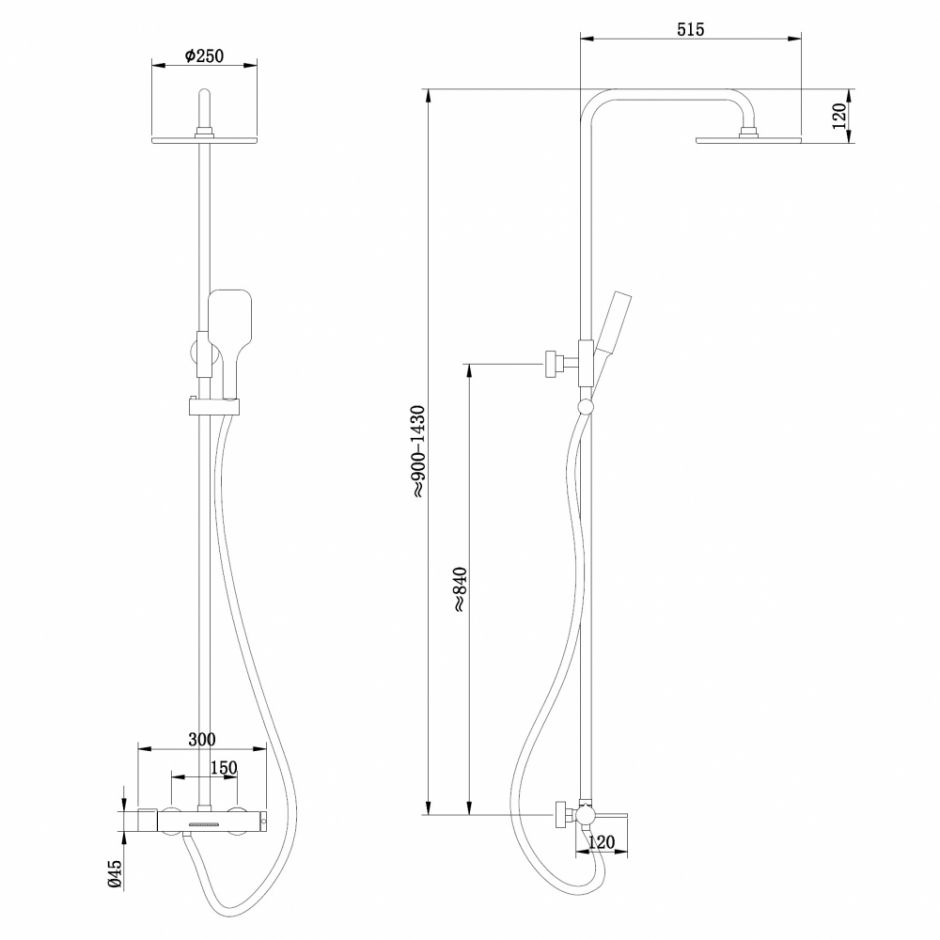 Душевая стойка ABBER Emotion AF8816L с изливом, хром ФОТО