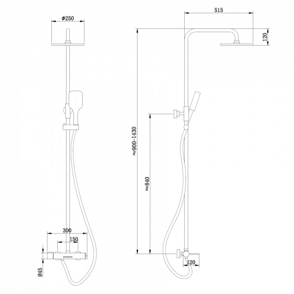Душевая стойка ABBER Emotion AF8816NGL с изливом, никель ФОТО