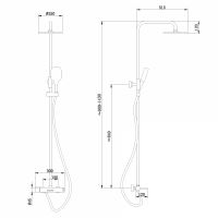 Душевая стойка ABBER Emotion AF8816NGL с изливом, никель схема 2 Душевая стойка ABBER Emotion AF8816NGL с изливом, никель схема 2