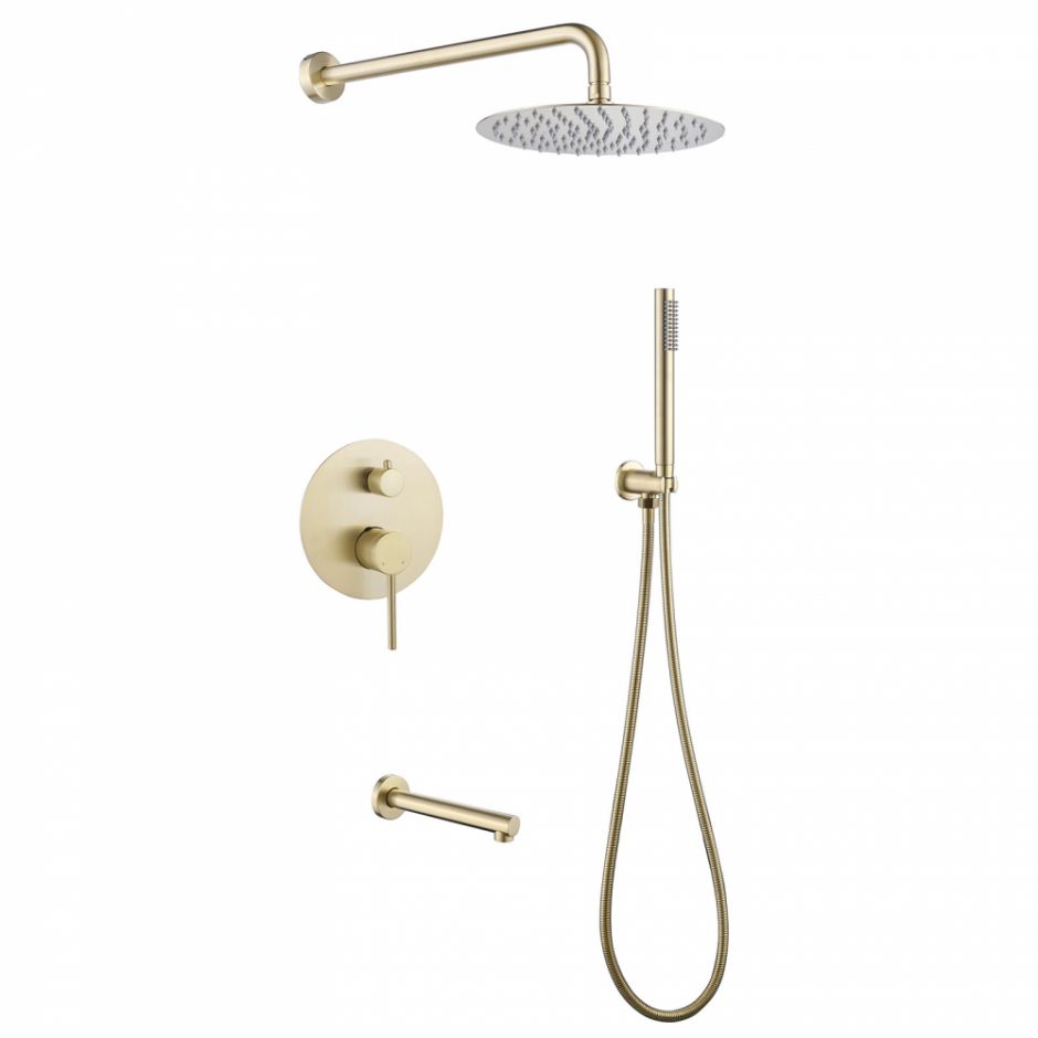 Изображение Душевая система ABBER Emotion AF8817G скрытого монтажа с изливом, золото матовое