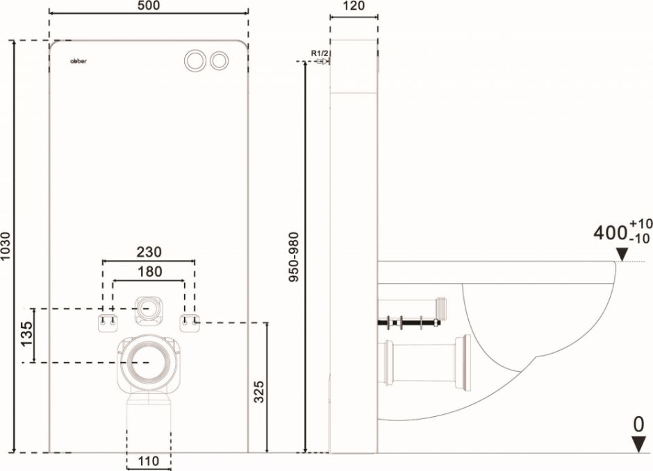 Инсталляционный модуль внешнего монтажа ABBER AC0107MW для подвесного унитаза, белый ФОТО