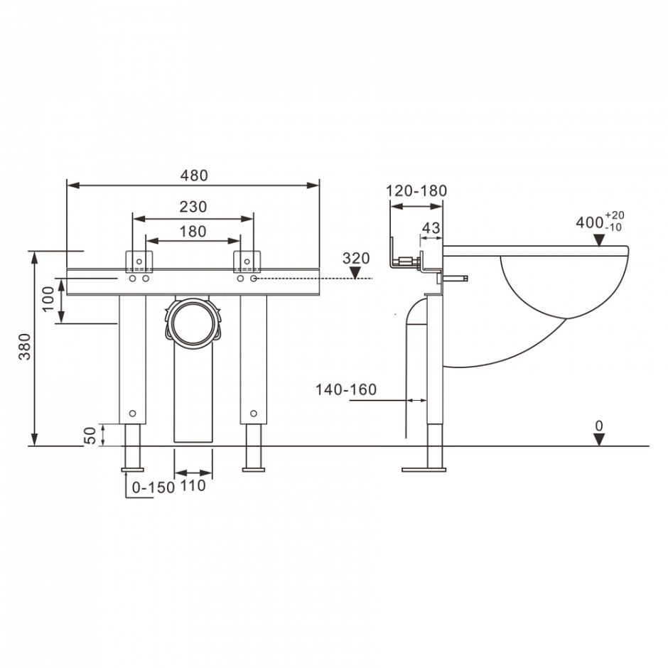 Инсталляция ABBER AC0102P для подвесного унитаза с импульсным смывом ФОТО