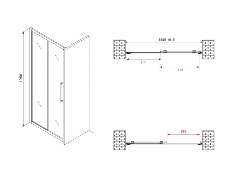 Душевая дверь ABBER Schwarzer Diamant AG30160BMH 160 см ФОТО