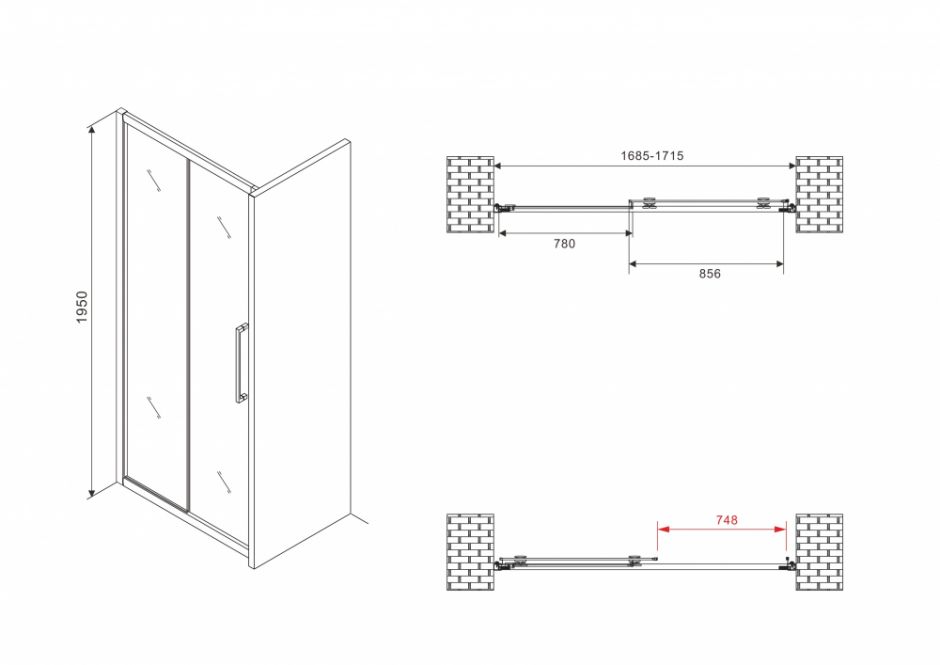 Душевая дверь ABBER Schwarzer Diamant AG30170BH 170 см ФОТО