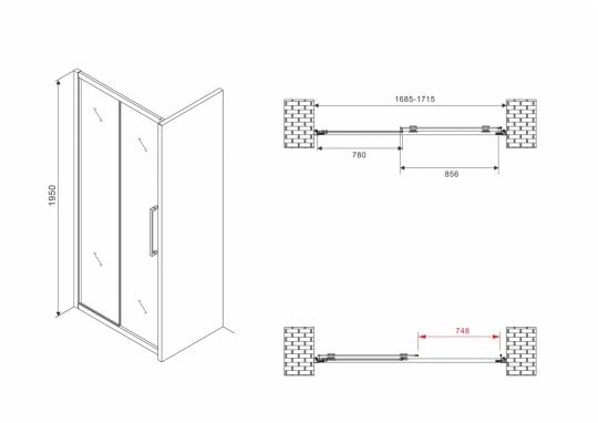 Душевая дверь ABBER Schwarzer Diamant AG30170BH 170 см схема 2