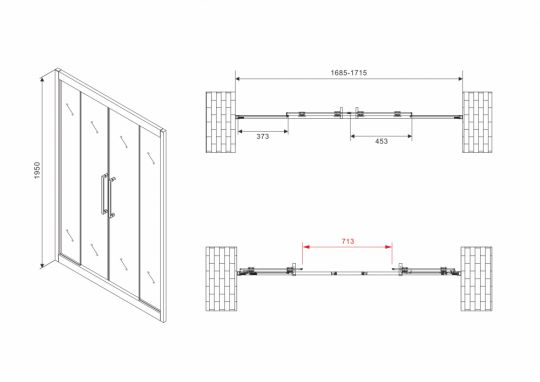 Душевая дверь ABBER Schwarzer Diamant AG33170H 170 см схема 2