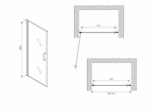 Душевая дверь ABBER Sonnenstrand AG04060M 60 см схема 2 Душевая дверь ABBER Sonnenstrand AG04060M 60 см схема 2