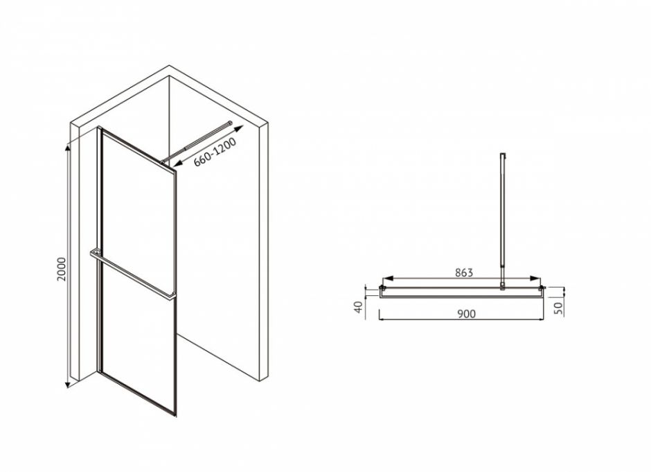 Душевая перегородка ABBER Immer Offen AG60090B ФОТО
