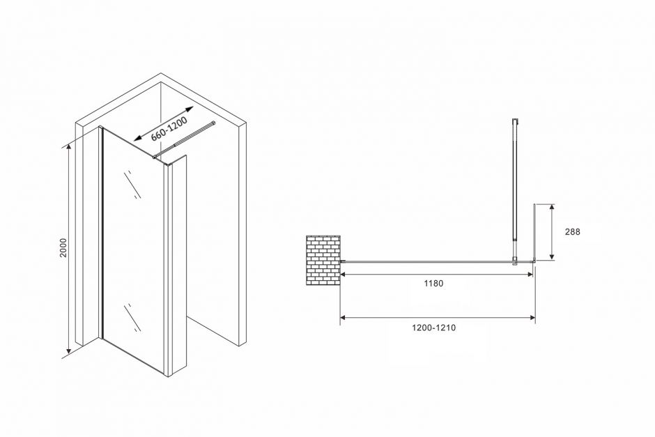 Душевая перегородка ABBER Immer Offen AG66120B ФОТО