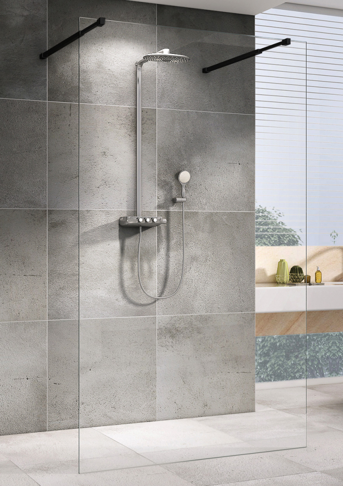 Душевая перегородка ABBER Immer Offen AG68120B8 цена от 24 480 ₽ Фото Душевая перегородка ABBER Immer Offen AG68120B8