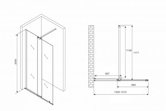 Душевая перегородка ABBER Komfort AG09120 схема 2 Душевая перегородка ABBER Komfort AG09120 схема 2