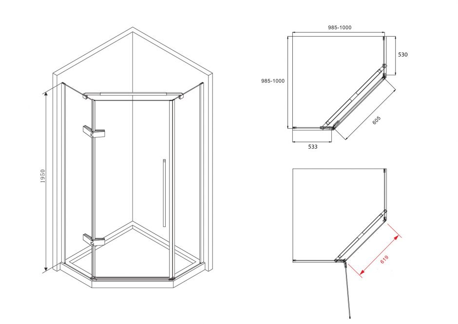 Душевой уголок ABBER Ewiges Wasser AG05100 100х100 см ФОТО