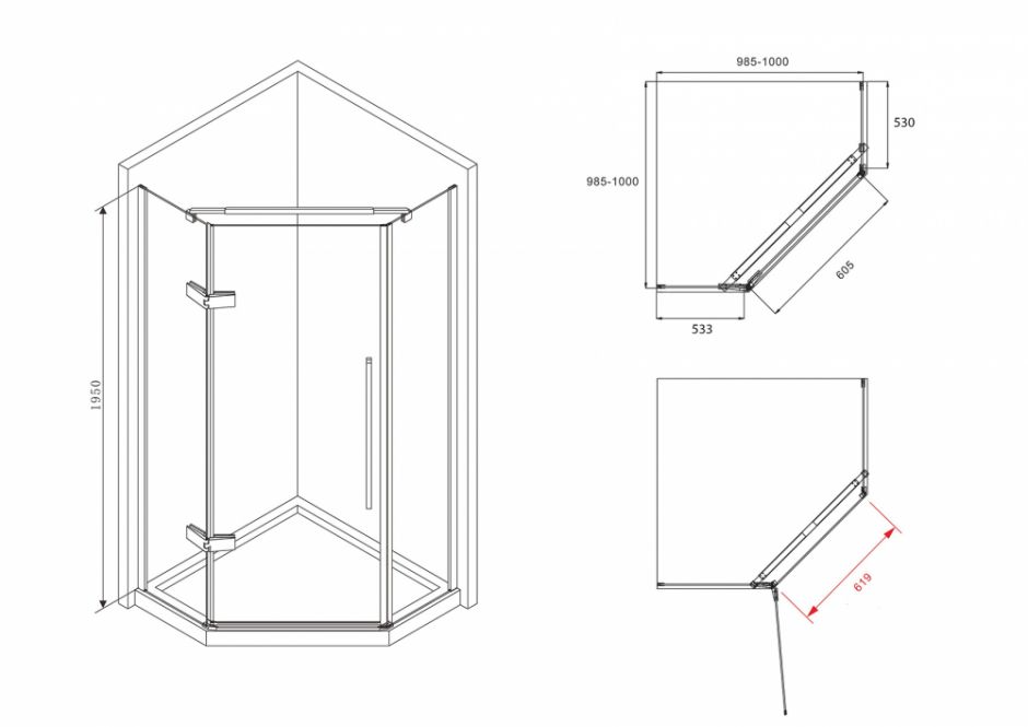 Душевой уголок ABBER Ewiges Wasser AG05100M 100х100 см ФОТО