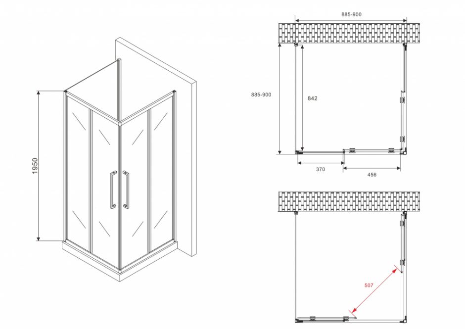 Душевой уголок ABBER Schwarzer Diamant AG02090BH-S90B 90х90 см ФОТО