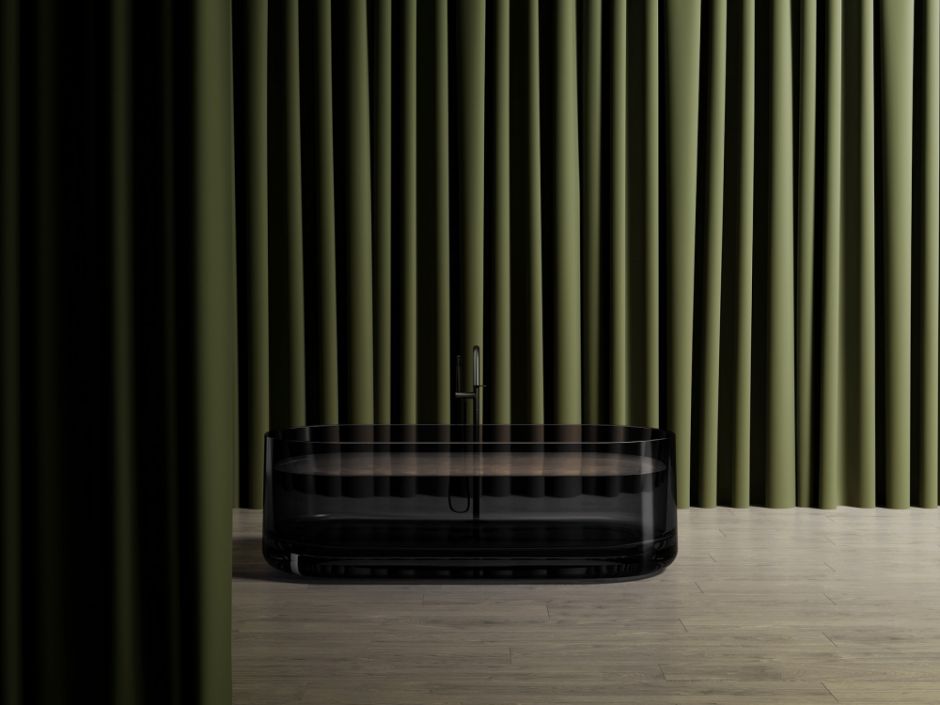 Прозрачная ванна ABBER Kristall AT9708Onyx черная ФОТО