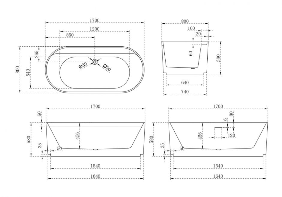Акриловая ванна ABBER AB9444MW белая матовая ФОТО