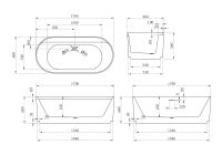 Акриловая ванна ABBER AB9444MW белая матовая схема 2