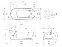 Акриловая ванна ABBER AB9445MW белая матовая схема 2
