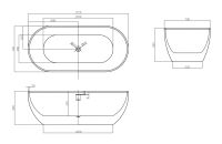 Акриловая ванна ABBER AB9241MW белая матовая схема 2