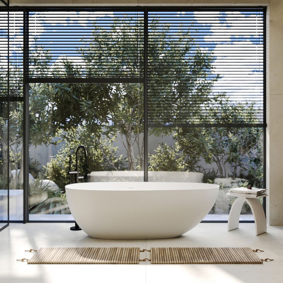 Ванна из искусственного камня ABBER Stein AS9611-1.6 белая матовая