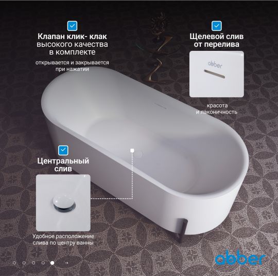 Акриловая ванна ABBER AB9443 белая схема 8