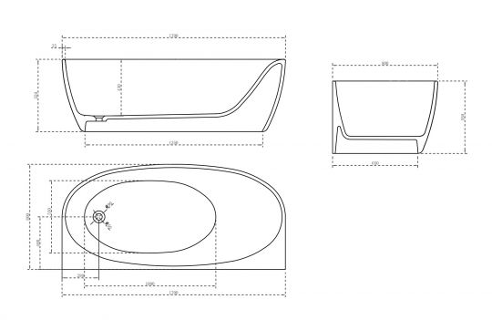 Карбоновая ванна ABBER Karbon AK9004 черная схема 2