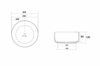 Раковина накладная ABBER Bequem AC2109MW белая матовая схема 2 Раковина накладная ABBER Bequem AC2109MW белая матовая схема 2
