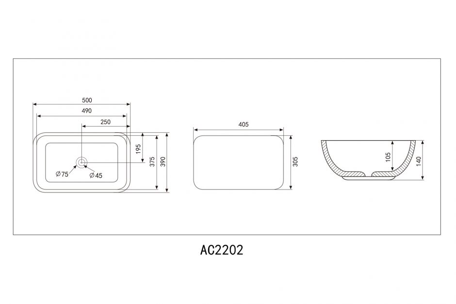 Раковина накладная ABBER Rechteck AC2202MW белая матовая ФОТО