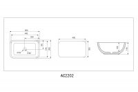 Раковина накладная ABBER Rechteck AC2202MW белая матовая схема 2 Раковина накладная ABBER Rechteck AC2202MW белая матовая схема 2