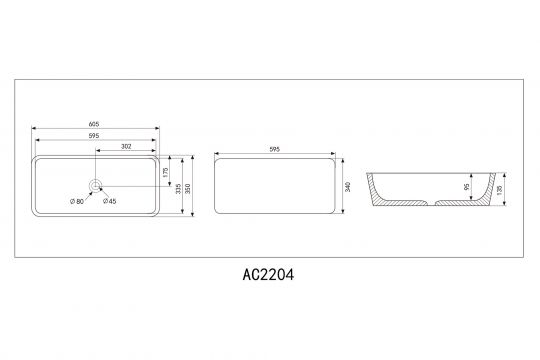 Раковина накладная ABBER Rechteck AC2204MBG зеленая матовая схема 2