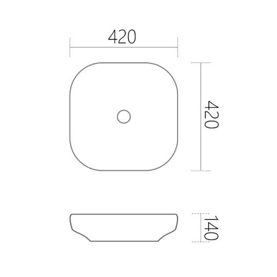 Раковина накладная ABBER Rechteck AC2217MBG зеленая матовая схема 2 Раковина накладная ABBER Rechteck AC2217MBG зеленая матовая схема 2