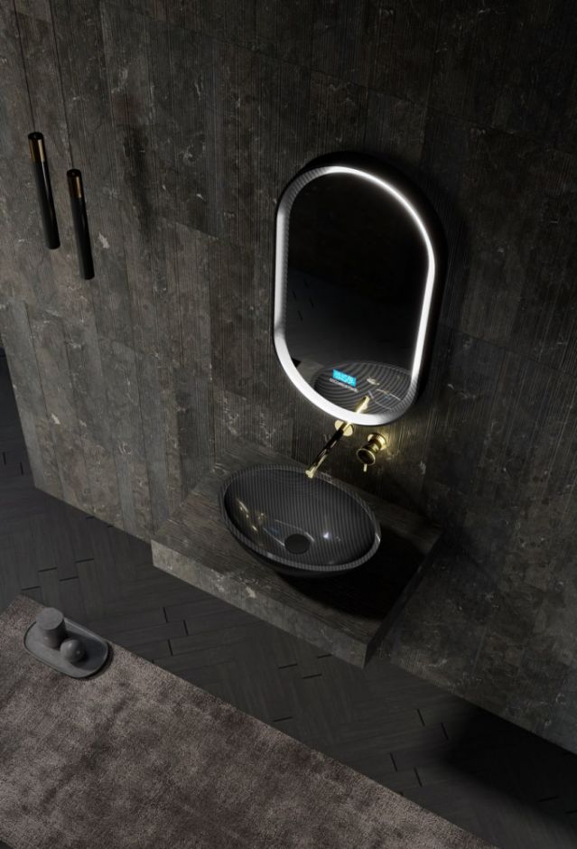 Раковина накладная карбоновая ABBER Karbon AK2042 черная ФОТО