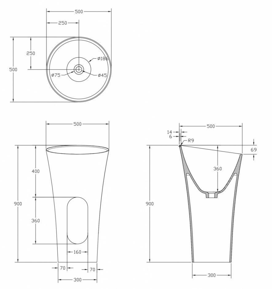 Раковина отдельностоящая ABBER Stein AS2509-H белая матовая ФОТО