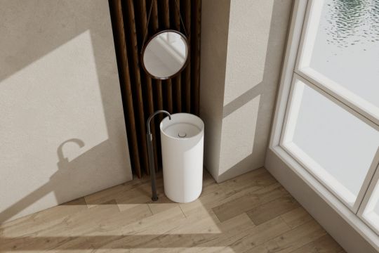 Раковина отдельностоящая ABBER Stein AS2516-H белая матовая схема 3